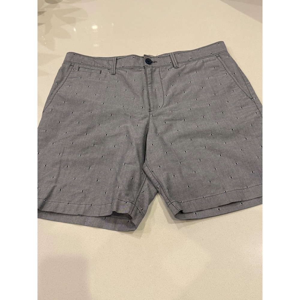 Original Penguin Mens Shorts Grey Blue Embroidered Dot Flat‎ Front Chino Size 34